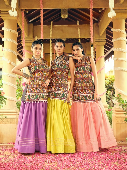 Pastel Color Navratri Chaniya Choli with Long Blouse