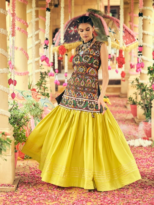 Pastel Color Navratri Chaniya Choli with Long Blouse