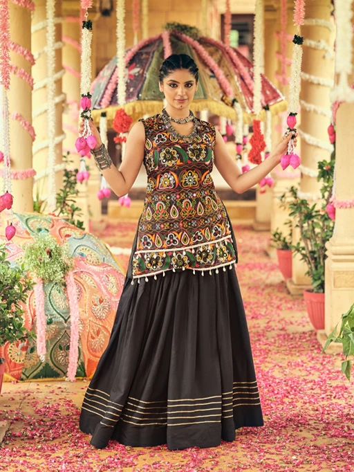 Pastel Color Navratri Chaniya Choli with Long Blouse