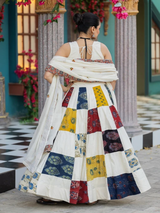 Buy Ajrakh Khadi Cotton Lehenga for Navratri