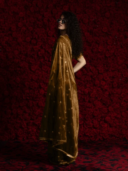 RTW Organza Saree with Handwork Wedding Saree