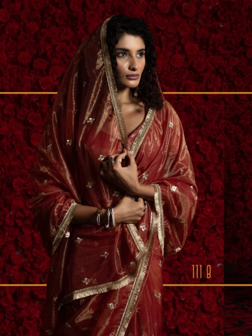 RTW Organza Saree with Handwork Wedding Saree