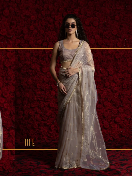 RTW Organza Saree with Handwork Wedding Saree
