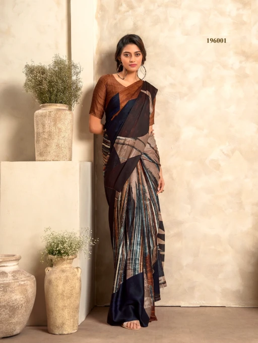 Satin Crepe Printed Winter Wear Saree