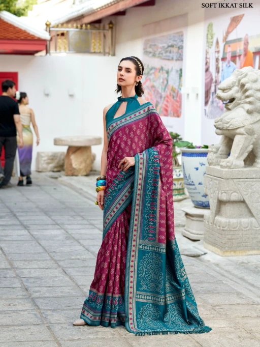 Soft Ikkat Diwali Wear Saree