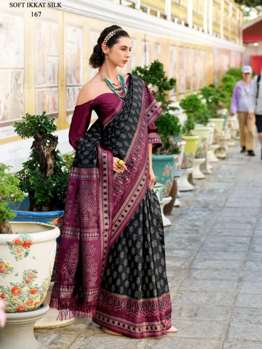 Soft Ikkat Diwali Wear Saree