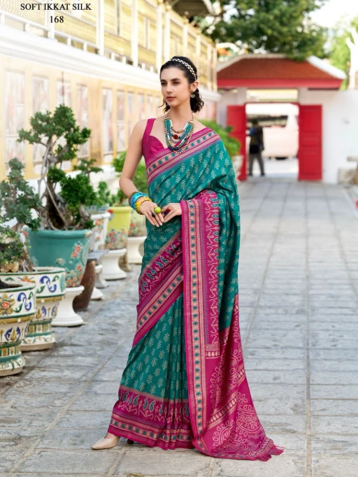 Soft Ikkat Diwali Wear Saree