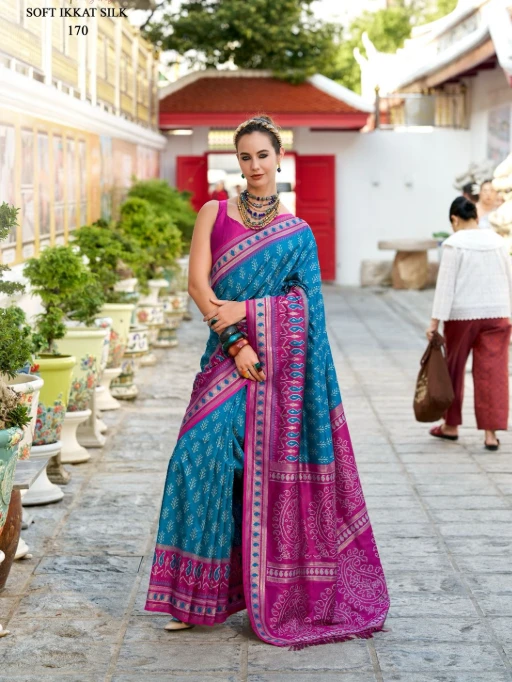 Soft Ikkat Diwali Wear Saree