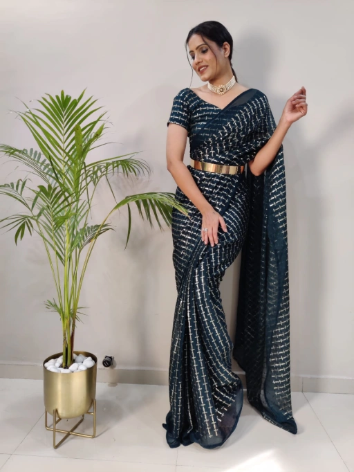 Stylish Chiffon Sequence Ready to Wear Saree