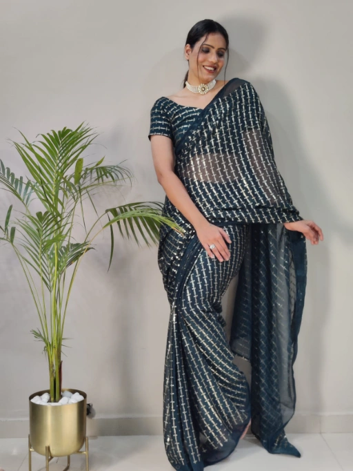 Stylish Chiffon Sequence Ready to Wear Saree