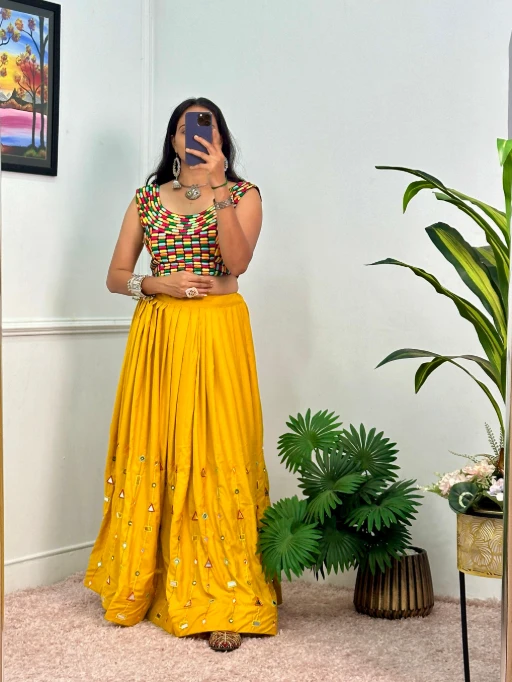Stylish Fancy Big Flair Chaniya Choli with Multi Embroidery Blouse