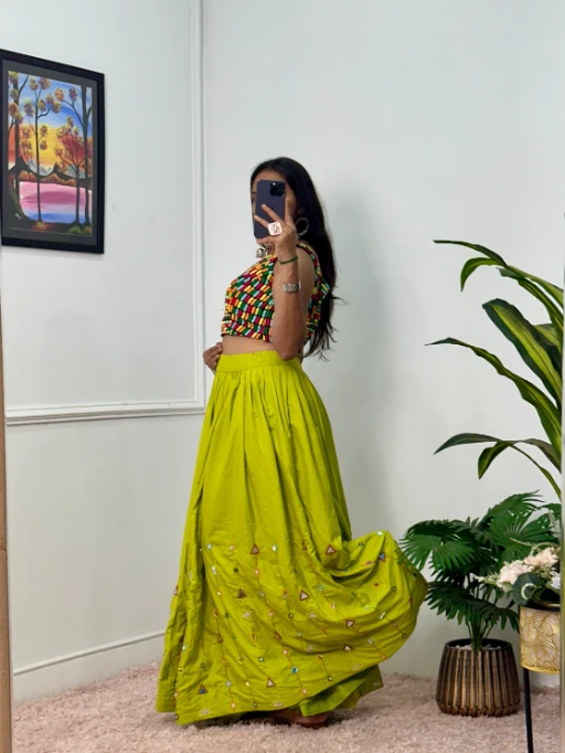 Stylish Fancy Big Flair Chaniya Choli with Multi Embroidery Blouse