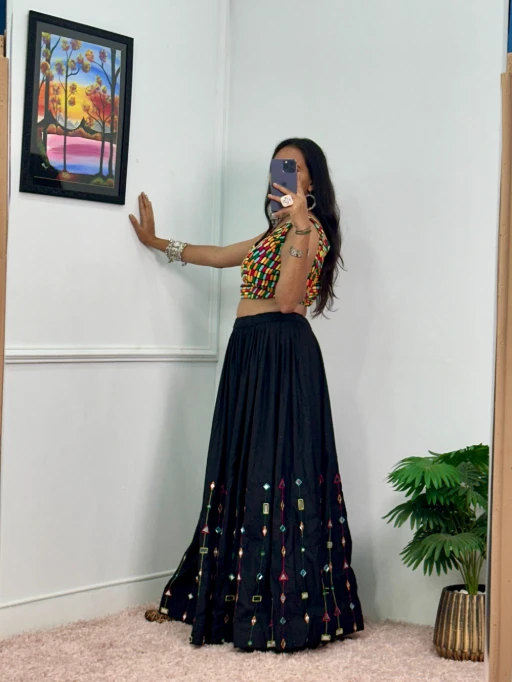 Stylish Fancy Big Flair Chaniya Choli with Multi Embroidery Blouse