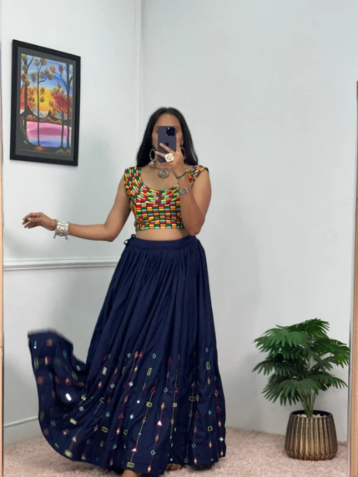 Stylish Fancy Big Flair Chaniya Choli with Multi Embroidery Blouse