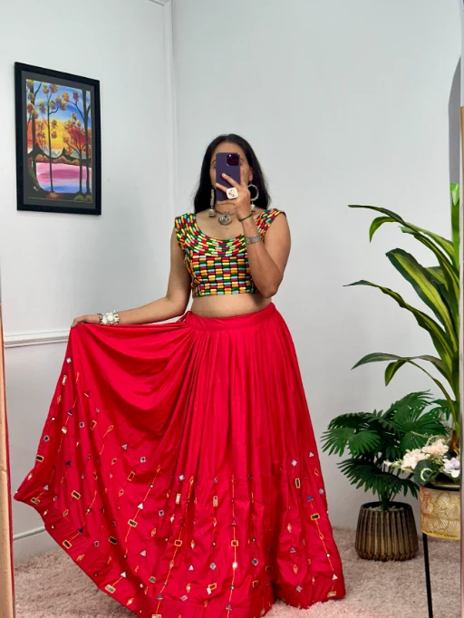 Stylish Fancy Big Flair Chaniya Choli with Multi Embroidery Blouse