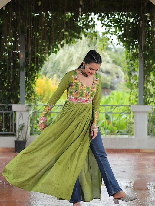 Stylish Long Kurti for Navratri Garba Outfit