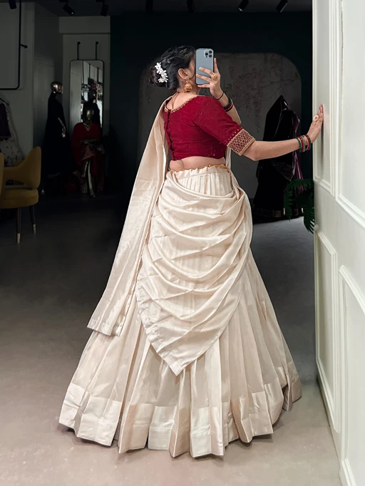 Stylish Pure White South Style Lehenga choli