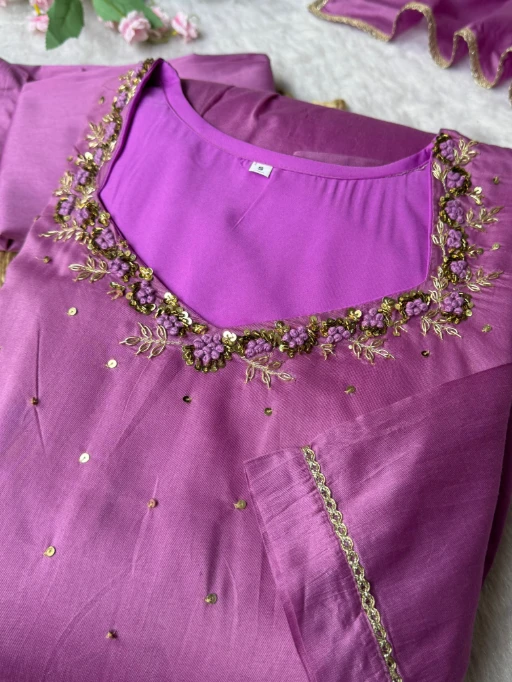 Stylish Purple 3-piece Gown Dupatta Set