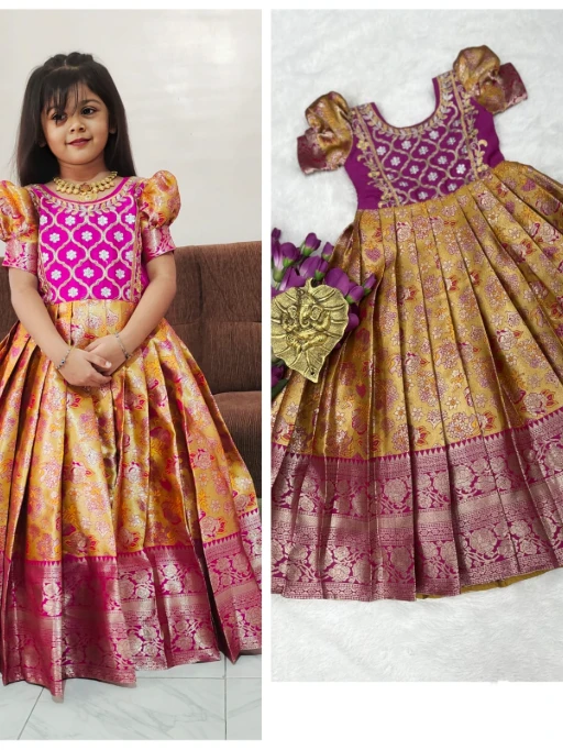 Wedding Wear Silk Small Girls Gown