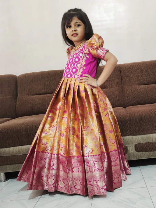 Wedding Wear Silk Small Girls Gown