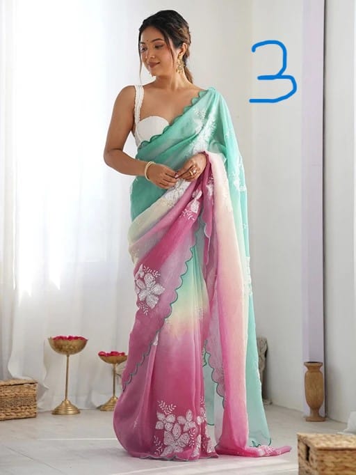 Wedding Wear Pastel Color Padding Saree