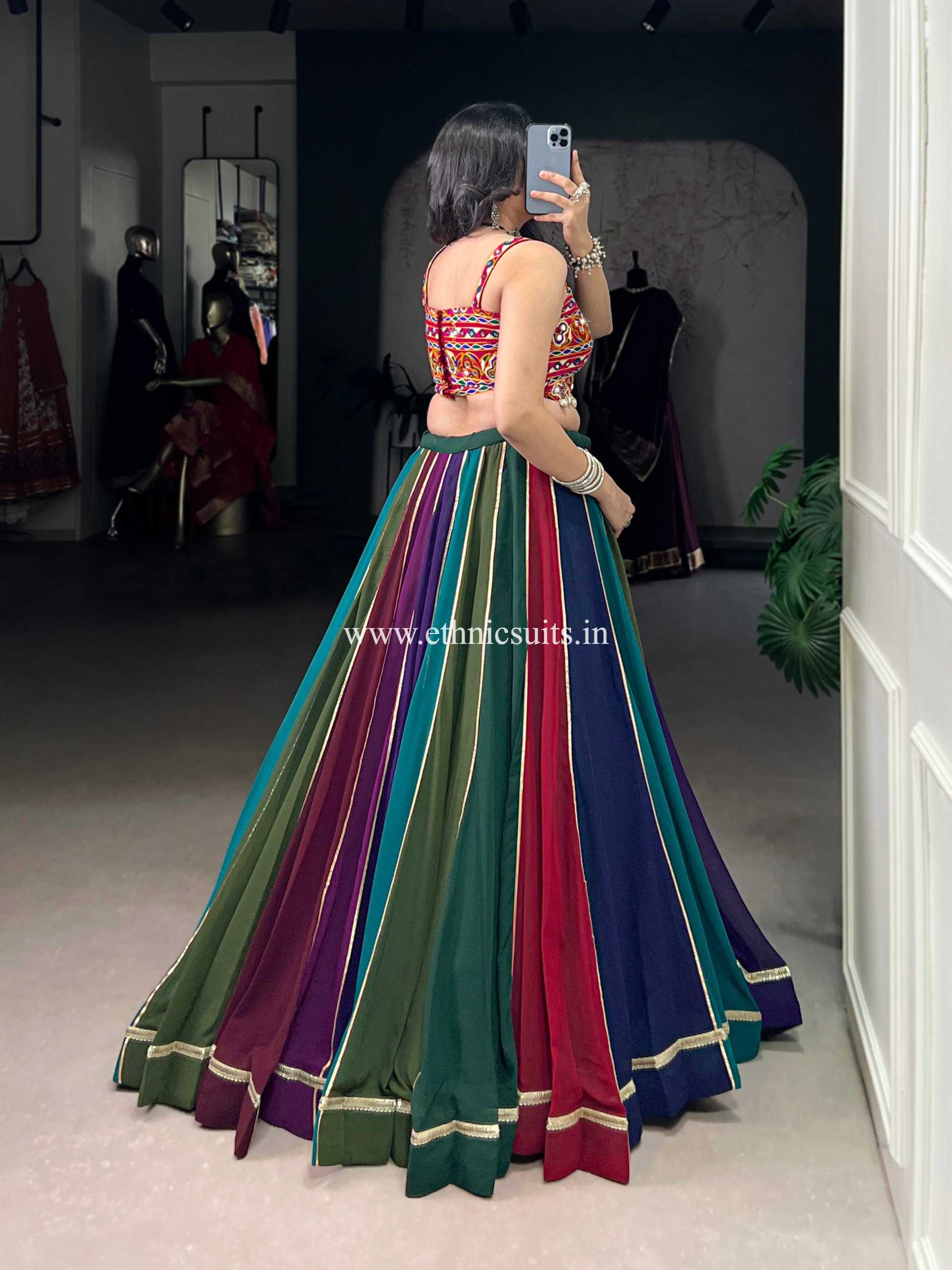 Dark Shade Multi Color Chaniya Choli