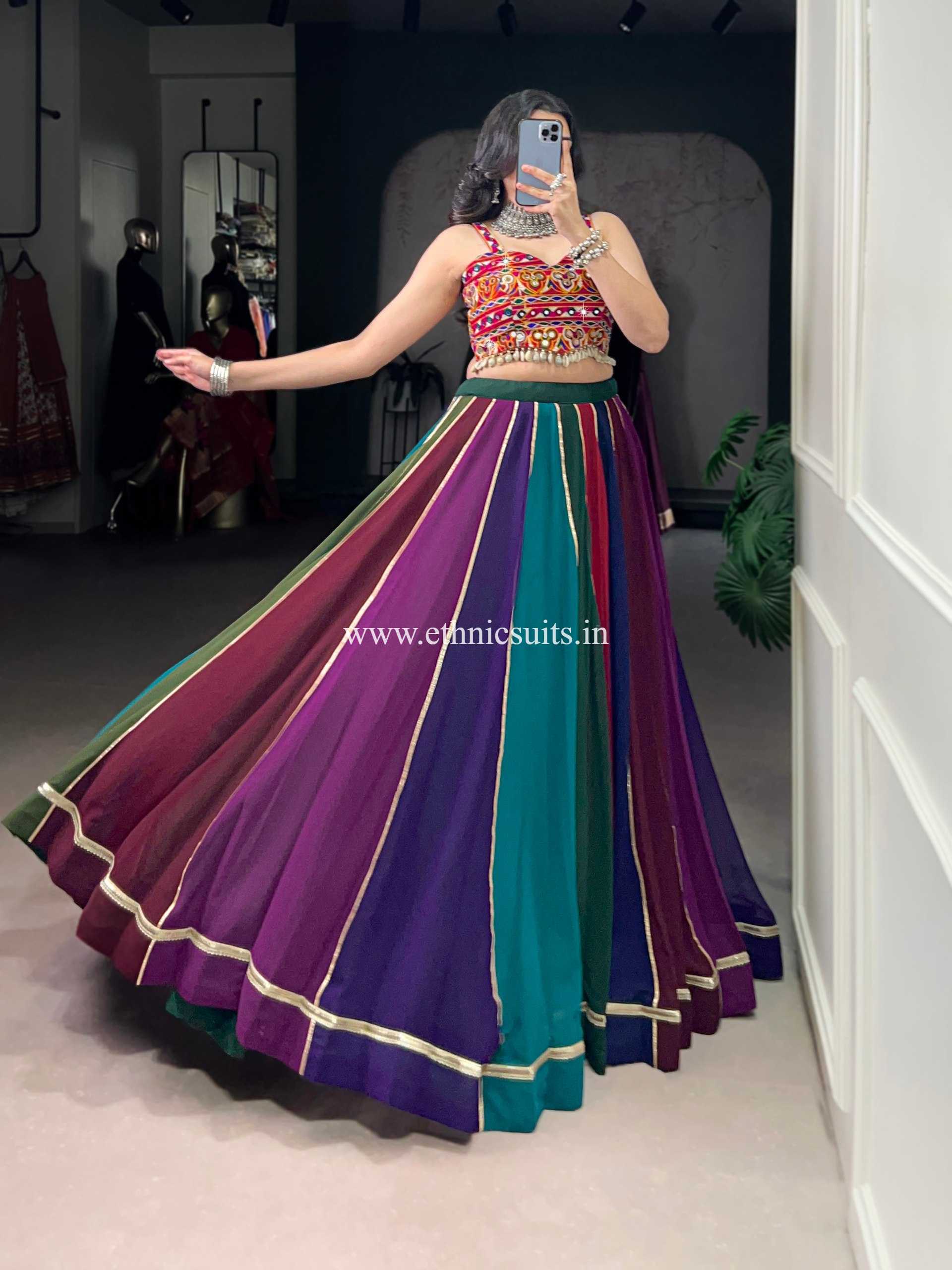 Dark Shade Multi Color Chaniya Choli
