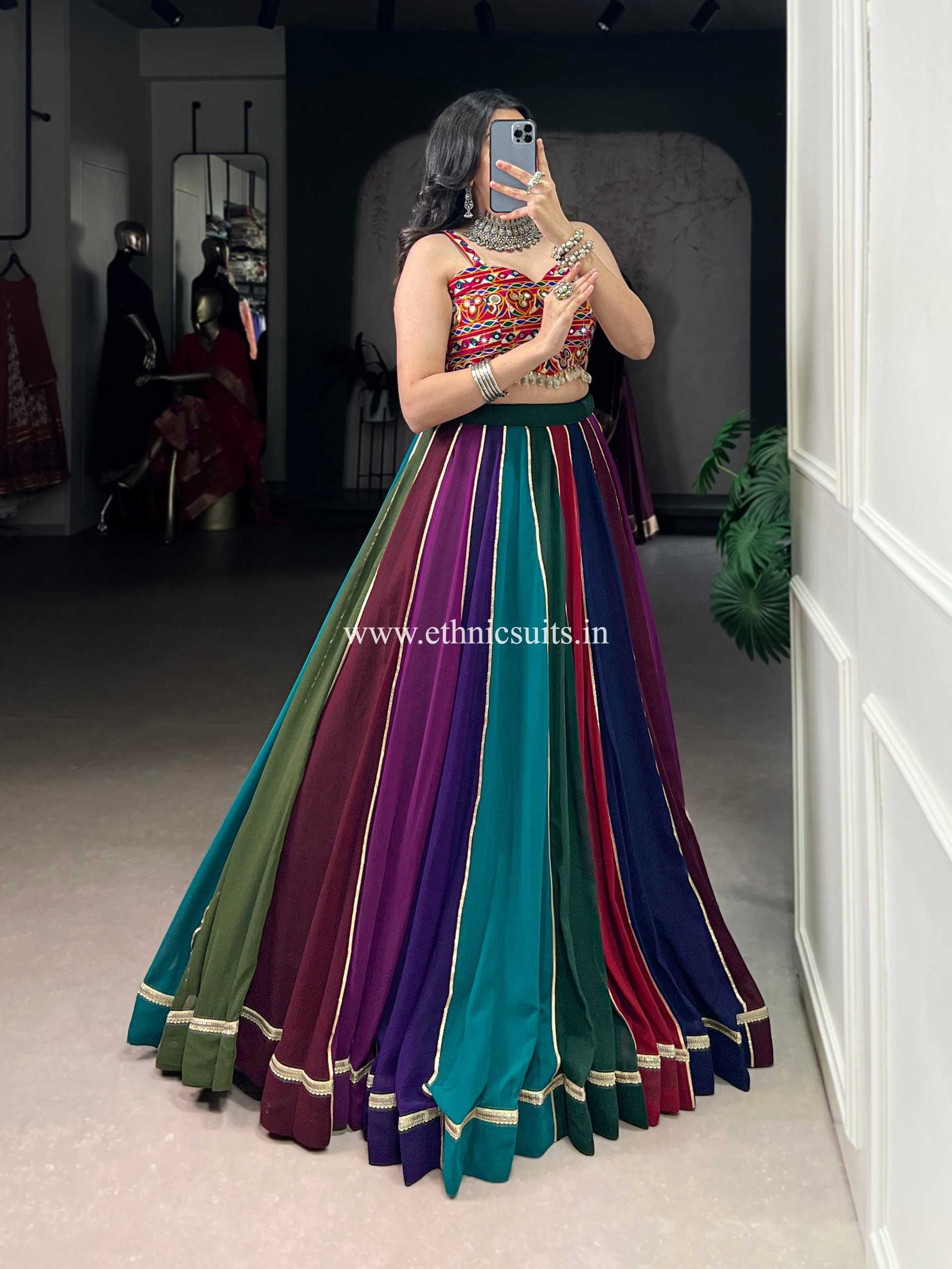 Dark Shade Multi Color Chaniya Choli