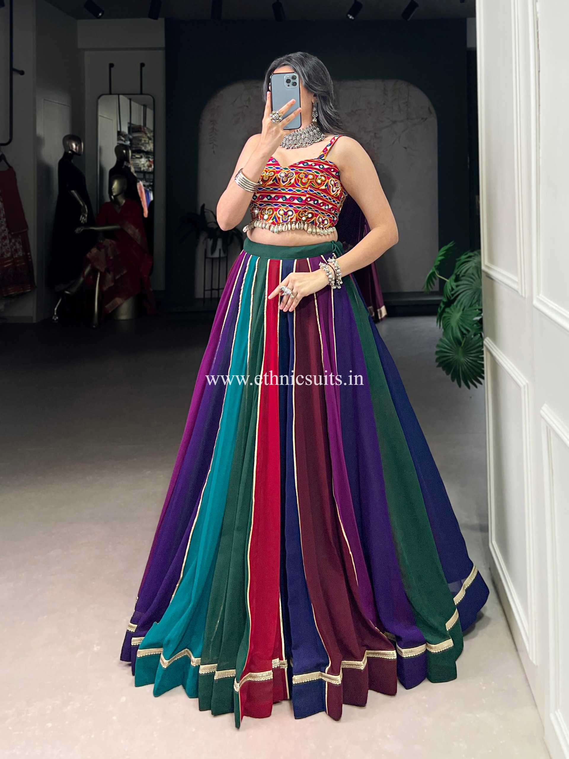 Dark Shade Multi Color Chaniya Choli