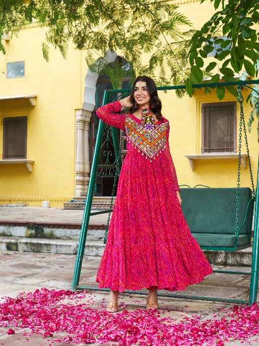 Bandhini Printed Navratri Gown
