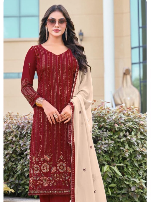 Buy Red Pakistani Straight Suit