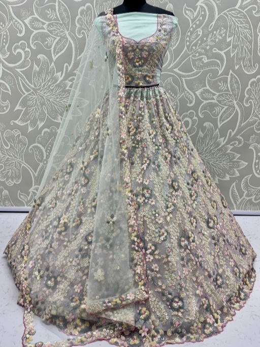 Floral Embroidery Bridal Net Lehenga Choli