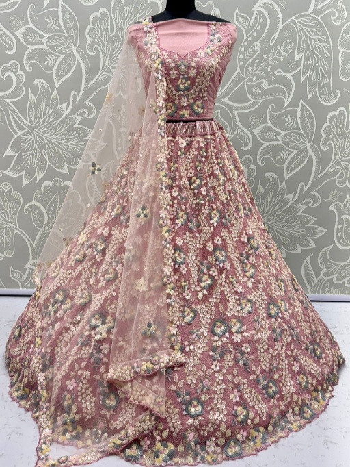 Floral Embroidery Bridal Net Lehenga Choli
