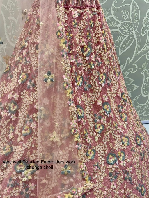 Floral Embroidery Bridal Net Lehenga Choli