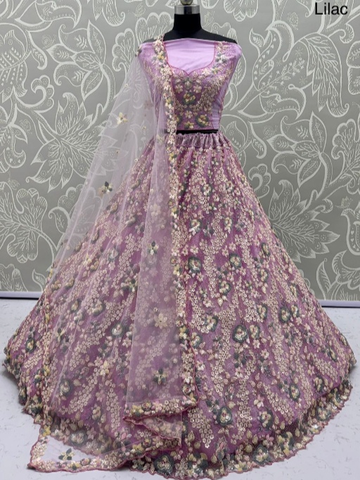 Floral Embroidery Bridal Net Lehenga Choli