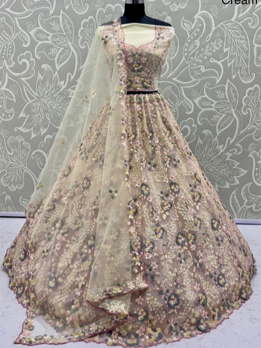 Floral Embroidery Bridal Net Lehenga Choli