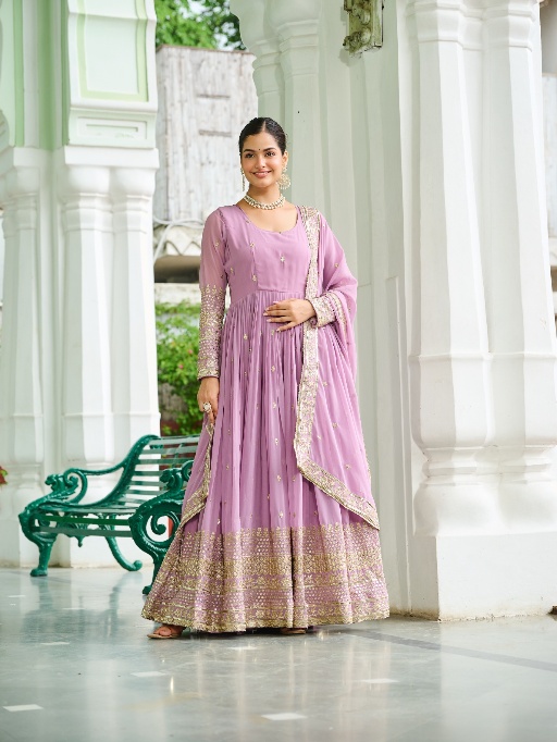 Pastel Purple Festive Wear Anarkali Gown