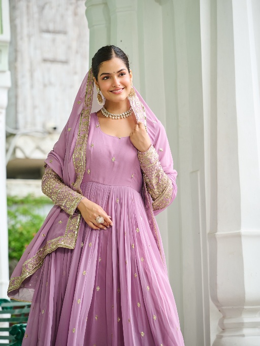 Pastel Purple Festive Wear Anarkali Gown