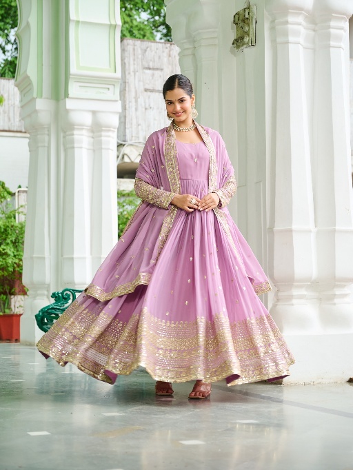 Pastel Purple Festive Wear Anarkali Gown