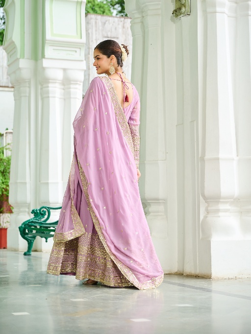 Pastel Purple Festive Wear Anarkali Gown