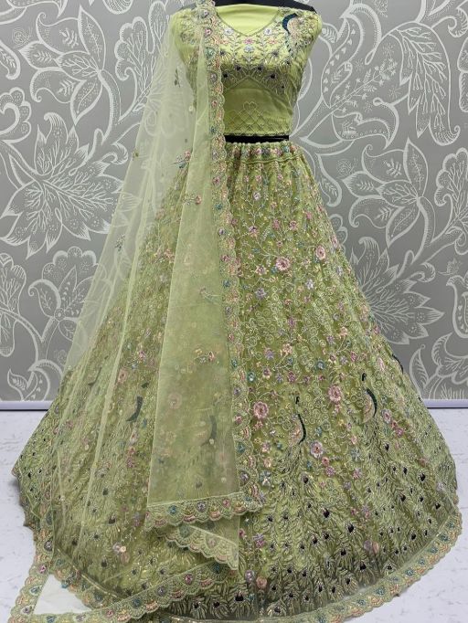 Peacock Embroidery Worked Bridal Lehenga Choli