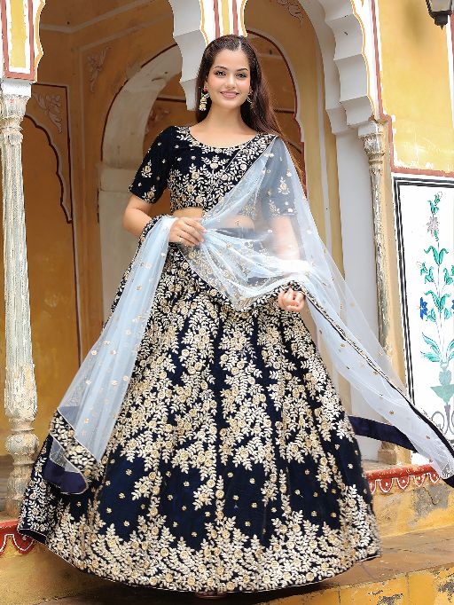 Royal Blue Wedding Lehenga Choli