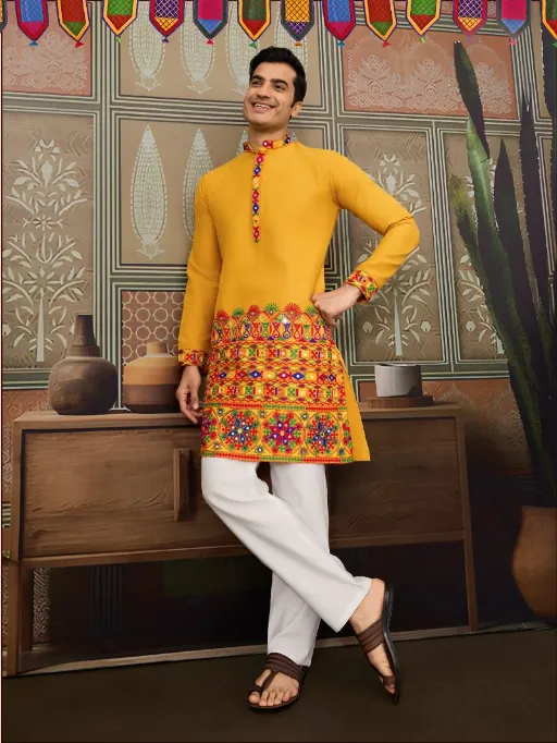 Traditional Men's Navratri Kurta Ijar