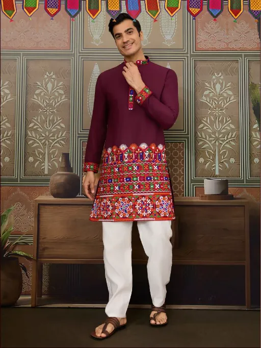 Traditional Men's Navratri Kurta Ijar