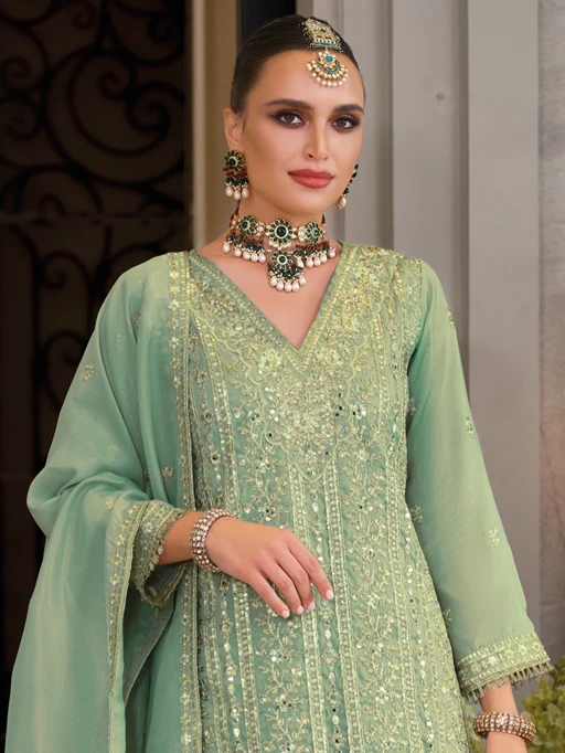 Wedding Wear Short Top with Palazzo Suit Set