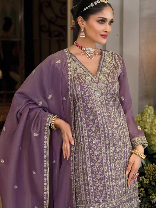 Wedding Wear Short Top with Palazzo Suit Set