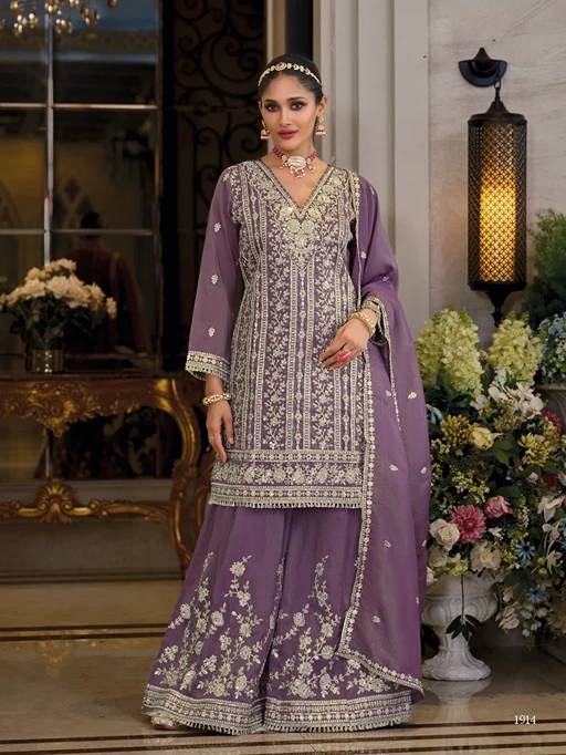 Wedding Wear Short Top with Palazzo Suit Set