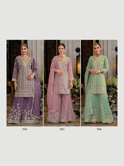 Wedding Wear Short Top with Palazzo Suit Set