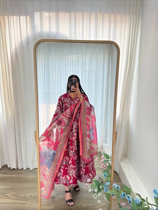 Angrakha Pattern Gown with Dupatta