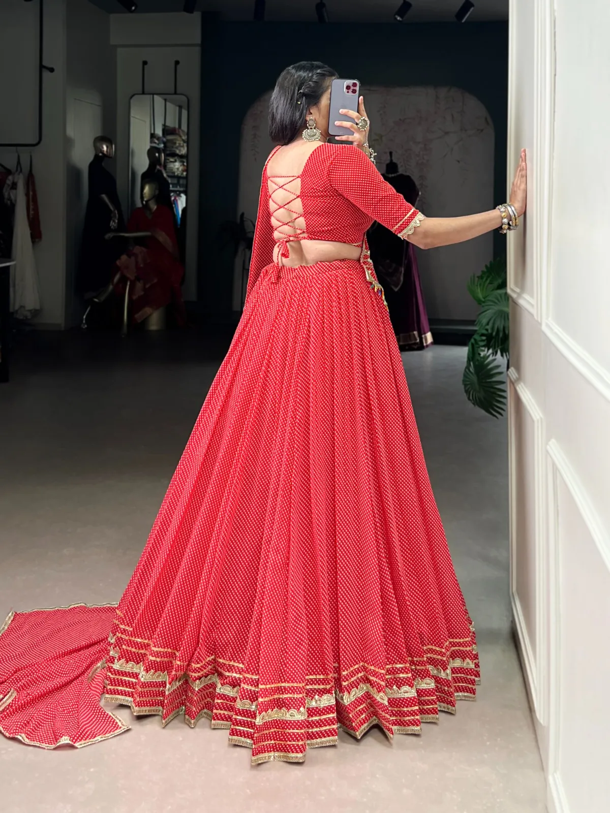 Bandhani Printed 7 Mtr Chaniya Choli For Navratri